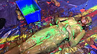 Wet And Wild: A Naughty Babe Teases And Plays With Messy Slime