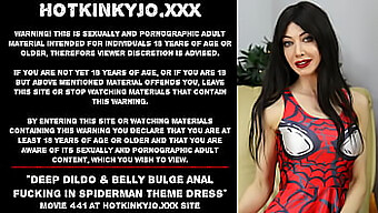 Fetish Fun With A Deep Dildo And A Spiderman-Themed Dress