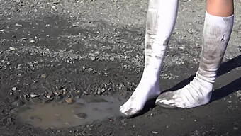 Mud-Covered White Socks In 60fps