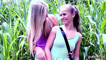 18-Year-Old Bella Anne And Her Skinny Classmate Indulge In Public Lesbianism