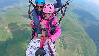 Wet Pussy Squirting In The Clouds While Paragliding