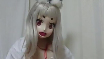 Japonská Kigurumi Shemale V Kostýmu Kitsune