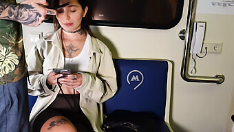 Public Sex In A Train Car With A Tattooed Babe