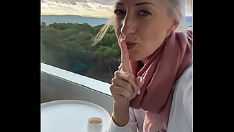 German Amateur Masturbates On A Public Hotel Balcony