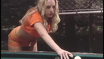 Busty Blonde Gets Her Asshole Penetrated By A Pool Stick